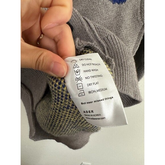 Ader Error Oversized Floral Jacquard Cardigan Gray Size Medium Step Hem Buttons - Picture 8 of 12